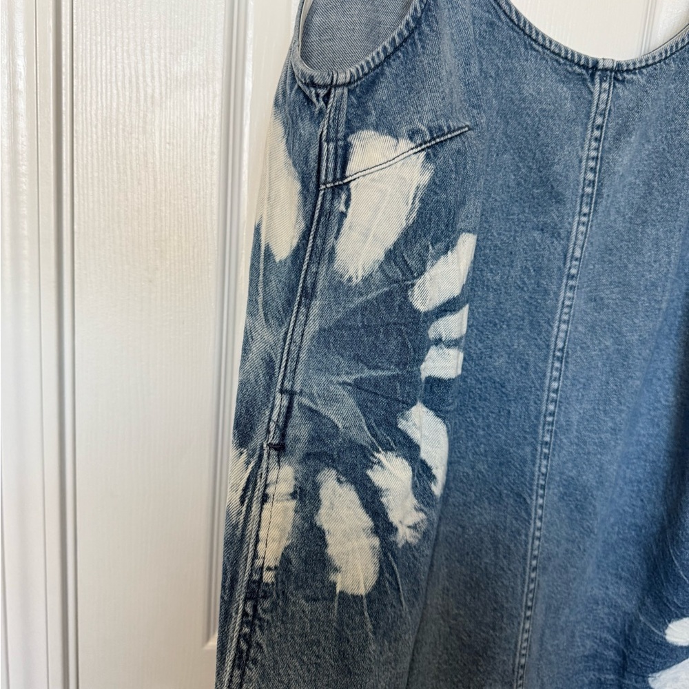 Madewell Shibori Denim Scoopneck Mini Dress EUC Large - Picture 13 of 16